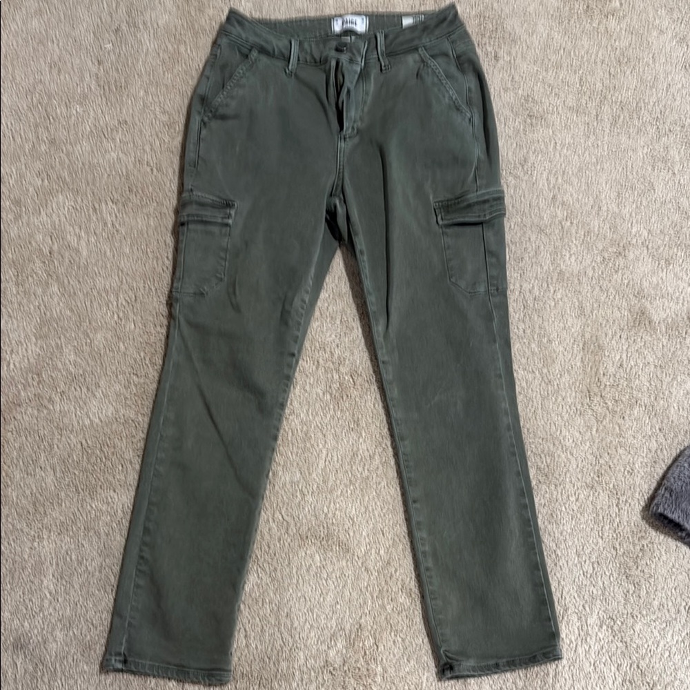 PAIGE Green Straight Leg Jeans